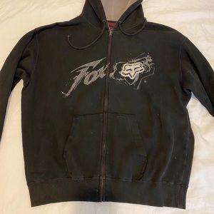 FOX - Black Zip Up Hoodie with Pockets